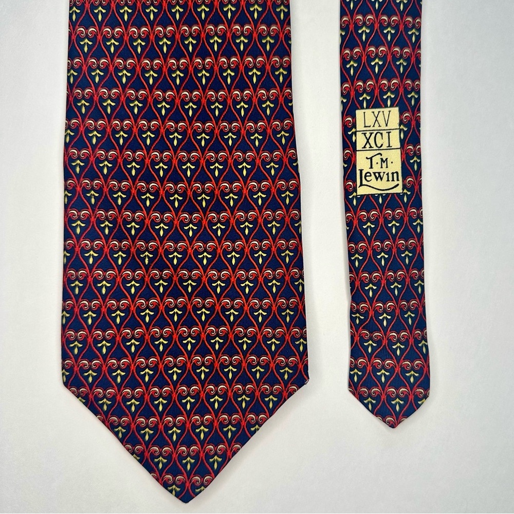 TM Lewin & Sons Classic Red Patterned Silk Tie, Jermyn Street England